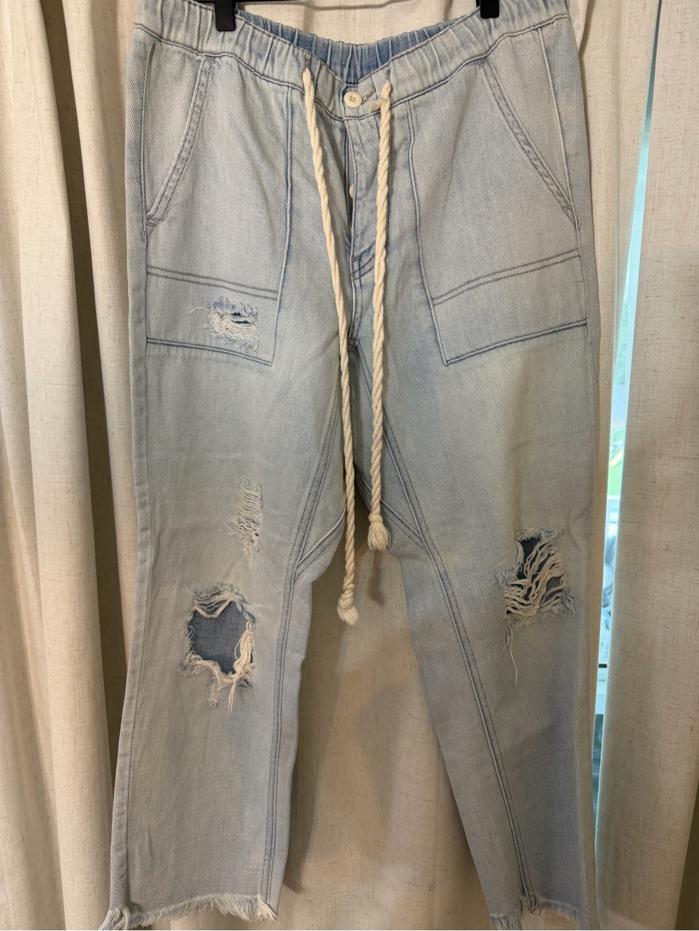 Free People Light Blue Distressed Relaxed Jeans